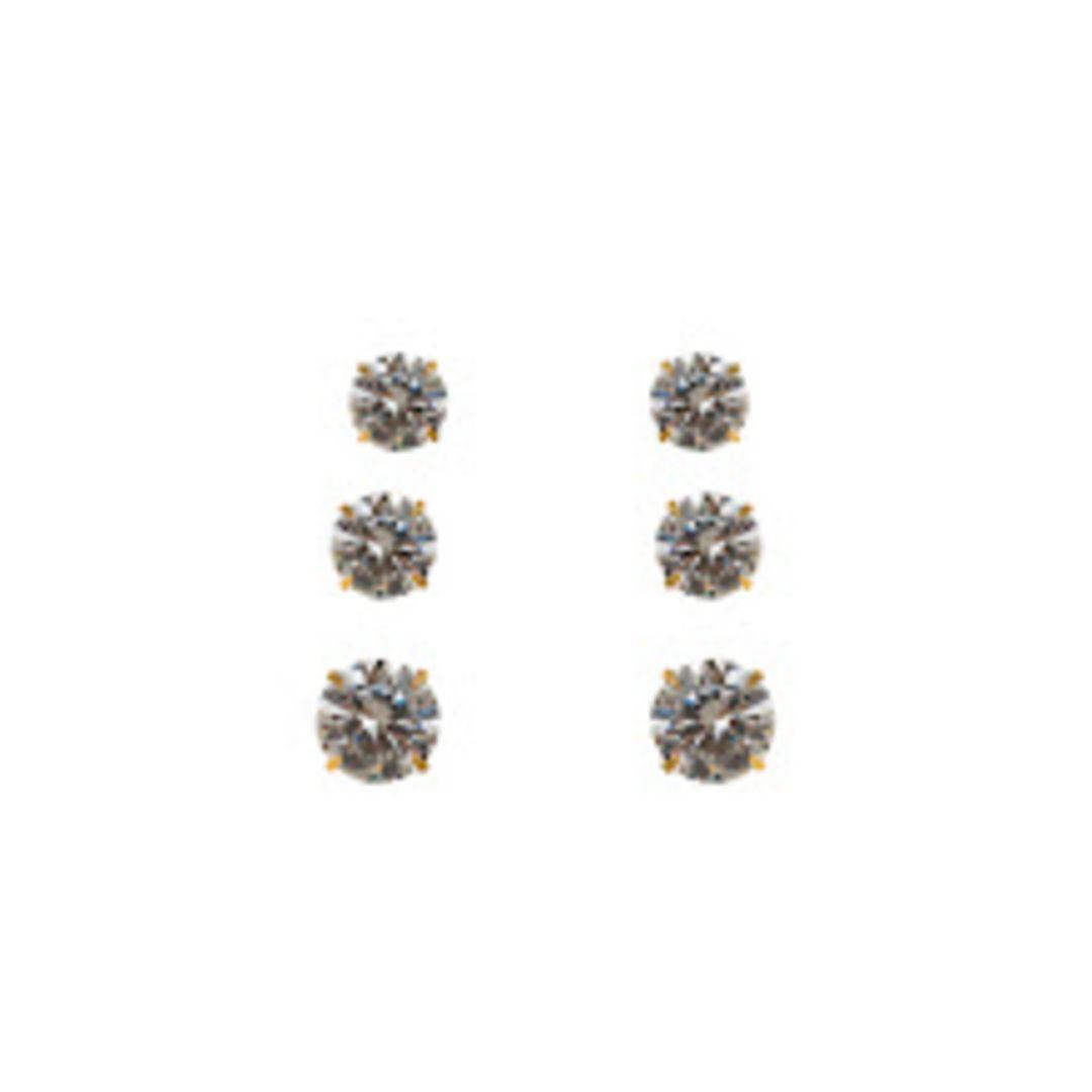 TRIO OURO ZIRCONIAS CRISTAL