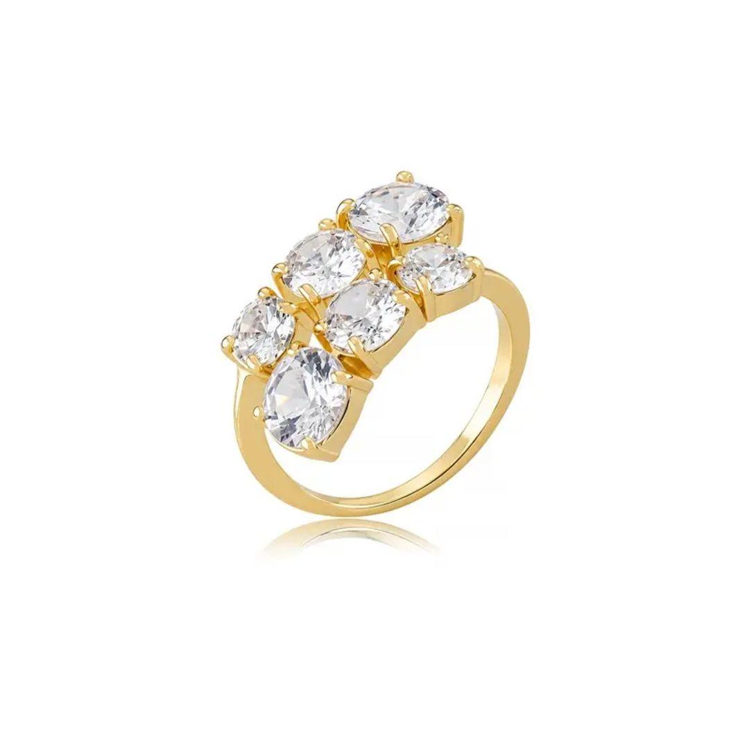 ANEL OURO 4 ZIRCONIAS REGULAVEL