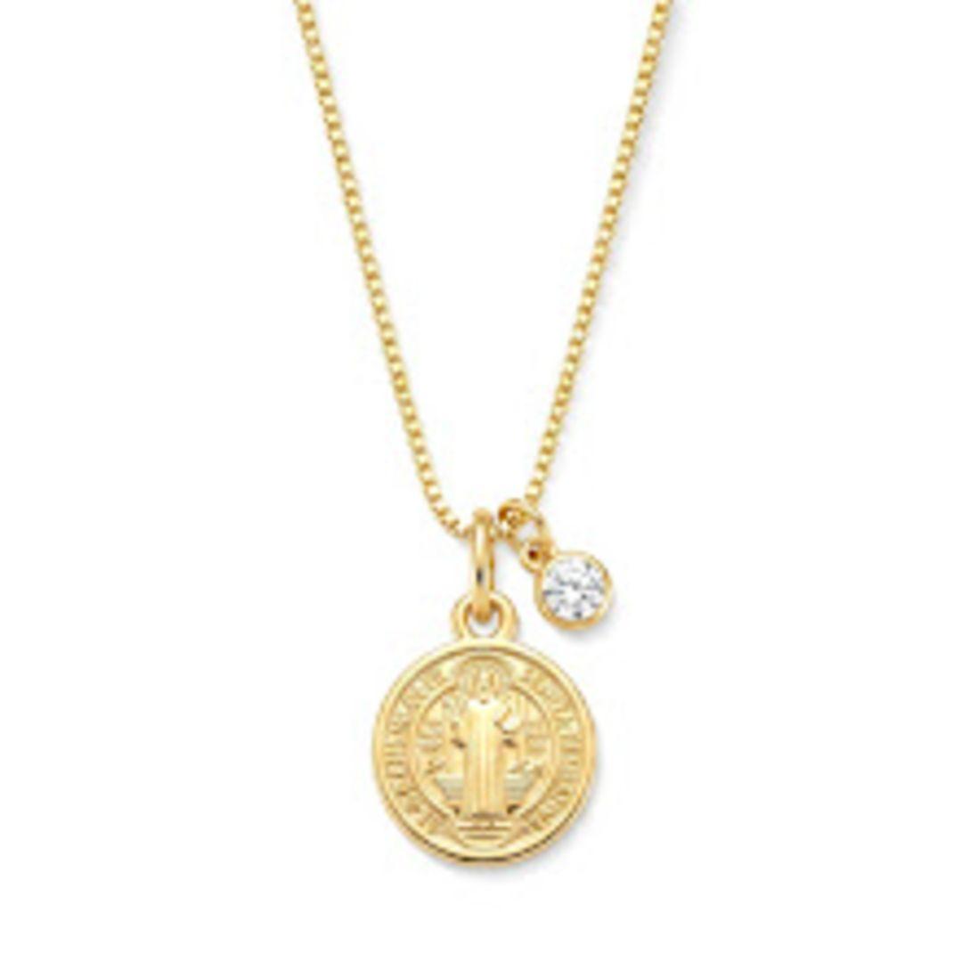 COLAR SAO BENTO OURO P COM PINGENTE EM ZIRCONIA