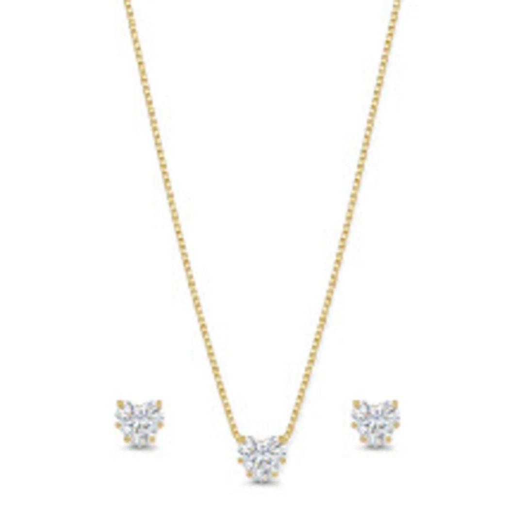 CONJUNTO OURO CORAÇÃO OURO CRISTAL INFANTIL