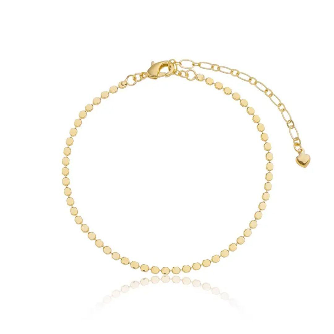 TORNOZELEIRA OURO BOLINHAS ACHATADAS